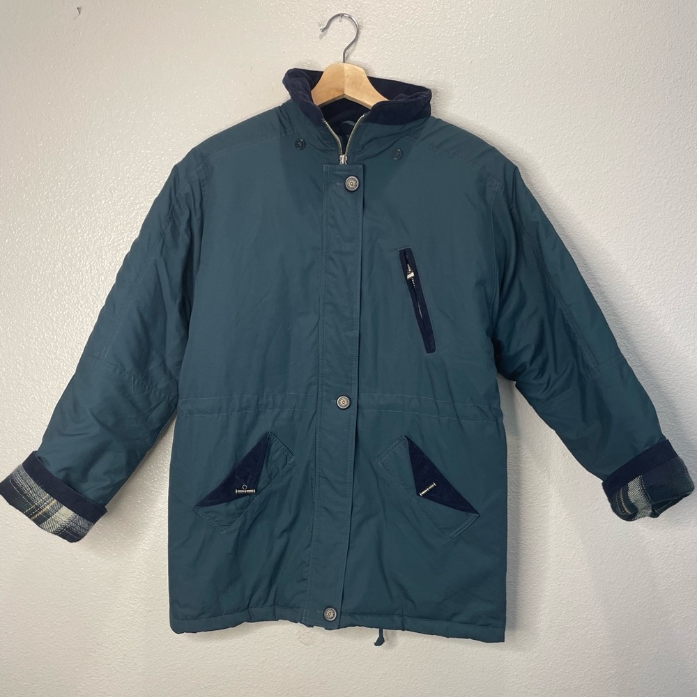 Vintage 90s Basic Editions Green Jacket With Navy… - image 2